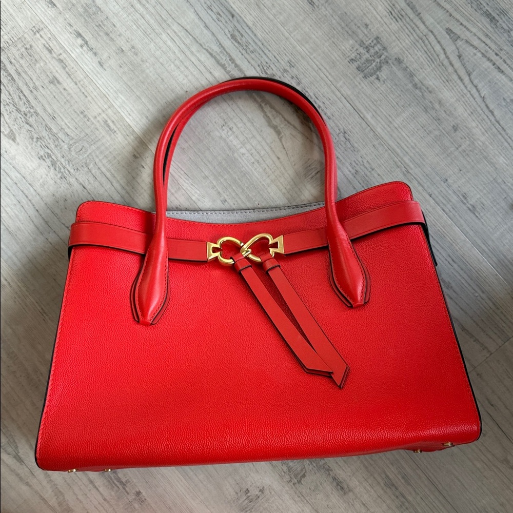 Kate Spade Red Satchel with Gold Accents